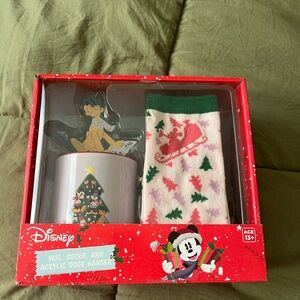 Disney Red and White Holiday Mug and Socks Set